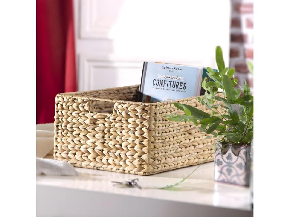 Vente Unique Panier En Jacinthe D'eau Armature Métal - Hauteur 20 Cm