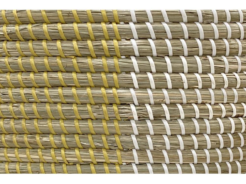 Vente Unique Panier En Jonc De Mer Avec Couvercle - D. 39 X H. 71 Cm - Naturel Jaune Et Blanc - JALIO