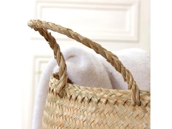 vente unique Panier rond tressé jonc de mer en sequin coloris argent