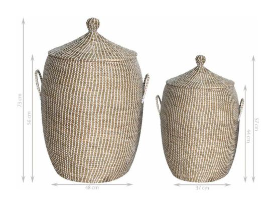 Vente Unique Paniers à Linge En Jonc De Mer (Lot De 2) Blanc