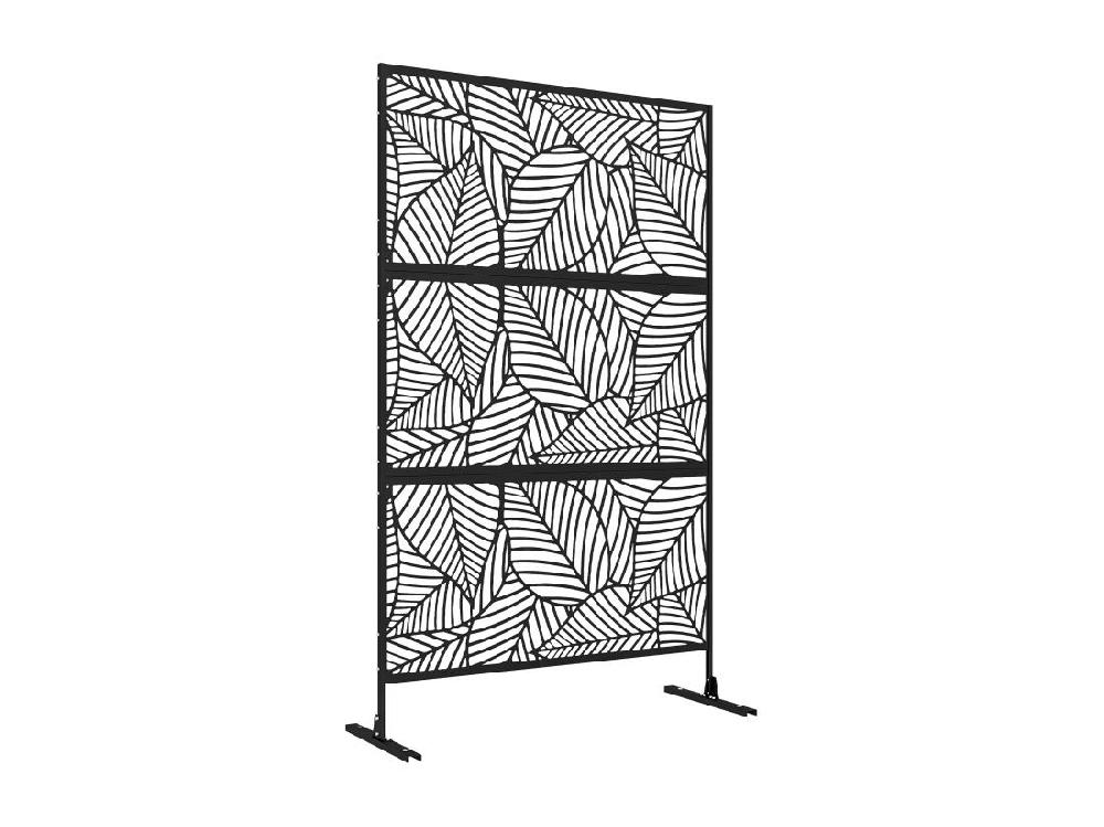 Vente Unique Panneau Brise Vue Décoratif Paravent Extérieur Motif Végétal Métal Noir