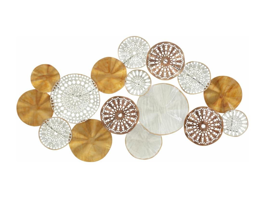 Vente Unique Panneau Décoratif 3D Triby - Panneau Murale Avec Figures Circulaires Découpées Et Multicolores - 125x5 5x68 5 Cm