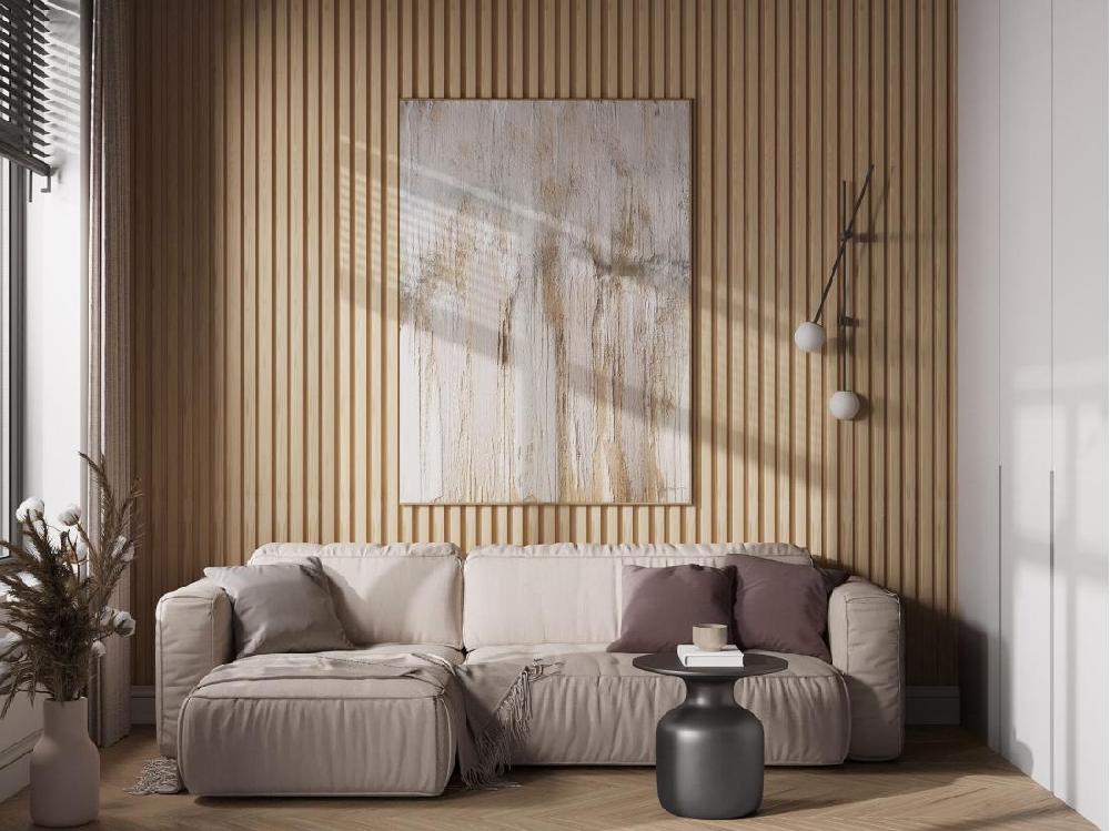 vente unique Panneau mural 3D - Pack de 2.83 m² - Coloris bois naturel - Lot de 8 pièces - FLINT