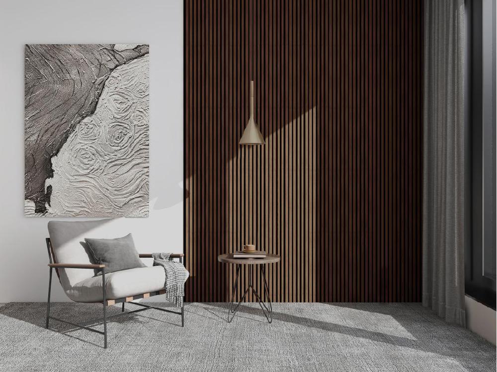 vente unique Panneau mural 3D - Pack de 3 71 m² - Coloris bois naturel foncé et noir - Lot de 8 pièces - TATIANA