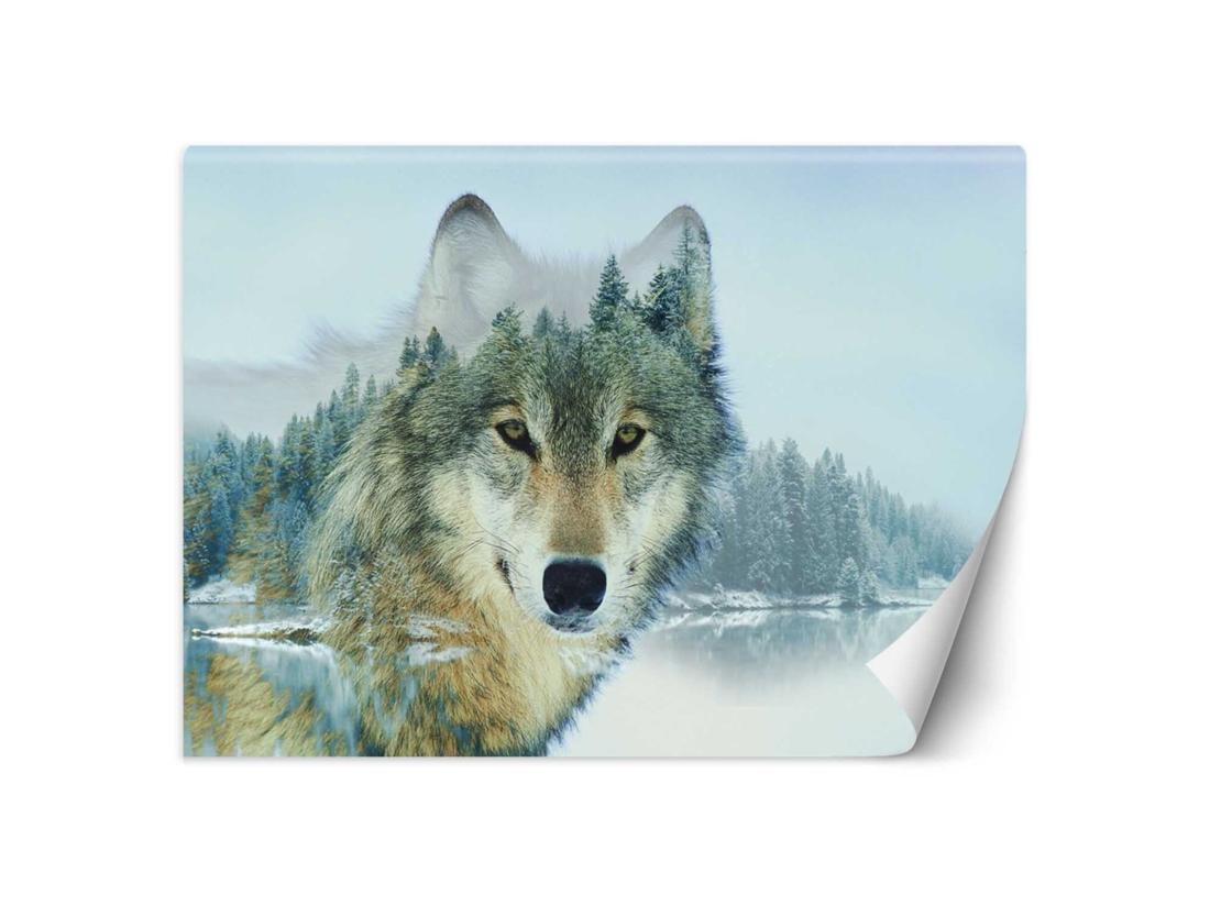 Vente Unique Papier Peint Loup Et Un Lac - 400 X 280 Cm