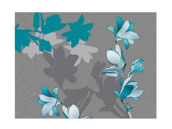 Vente Unique Papier Peint "Magnolias Bleus" 231 X 300 Cm