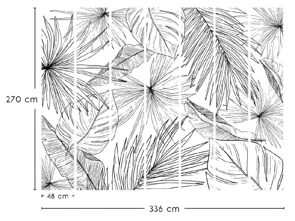 Vente Unique Papier Peint Panoramique L336xH270cm - Lämnar Svart - Papier Intissé 150gr/m2
