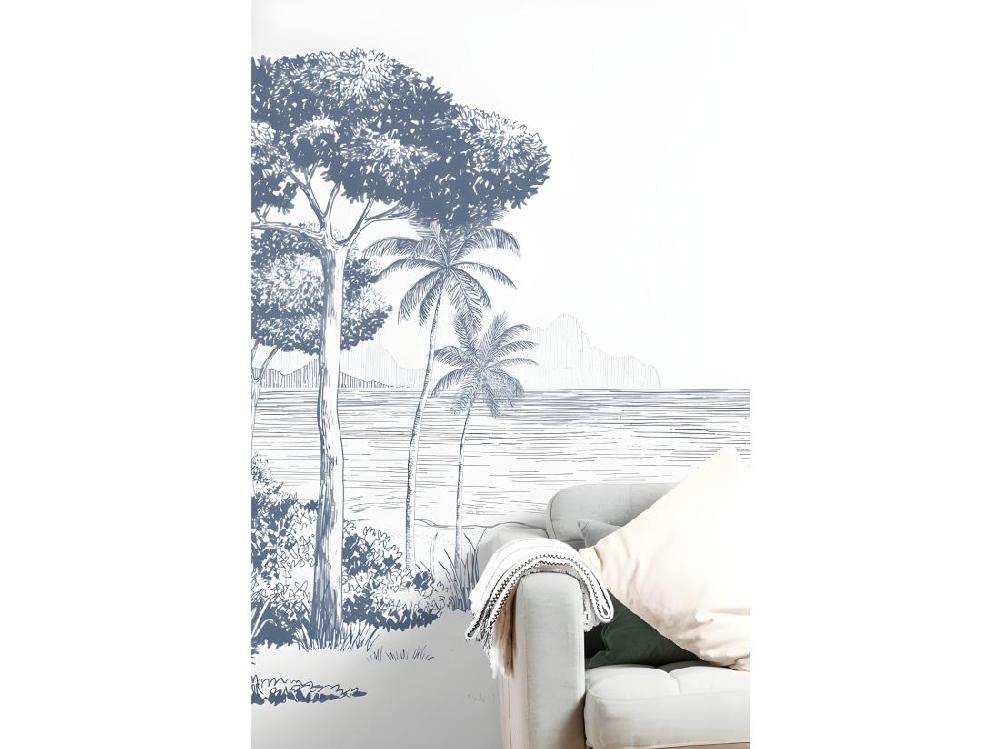Vente Unique Papier Peint Panoramique L432xH270cm - La Plage Encre - Papier Intissé 150gr/m2