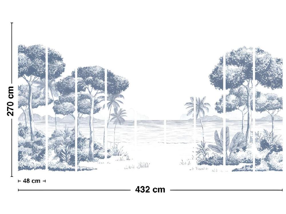 Vente Unique Papier Peint Panoramique L432xH270cm - La Plage Encre - Papier Intissé 150gr/m2