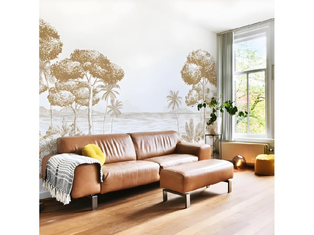 Vente Unique Papier Peint Panoramique L432xH270cm - La Plage Pecan - Papier Intissé 150gr/m2