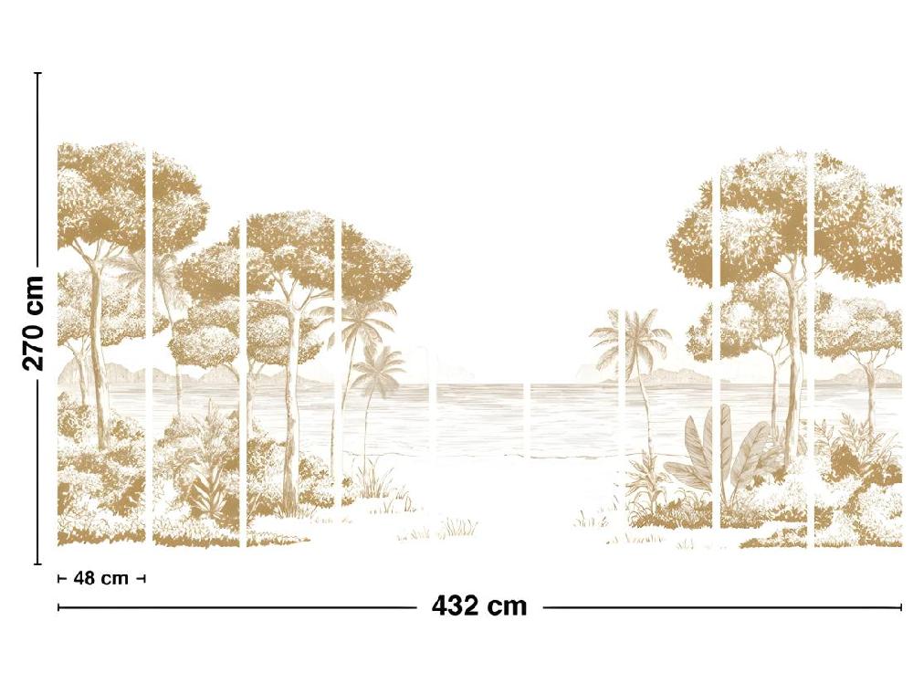 Vente Unique Papier Peint Panoramique L432xH270cm - La Plage Pecan - Papier Intissé 150gr/m2