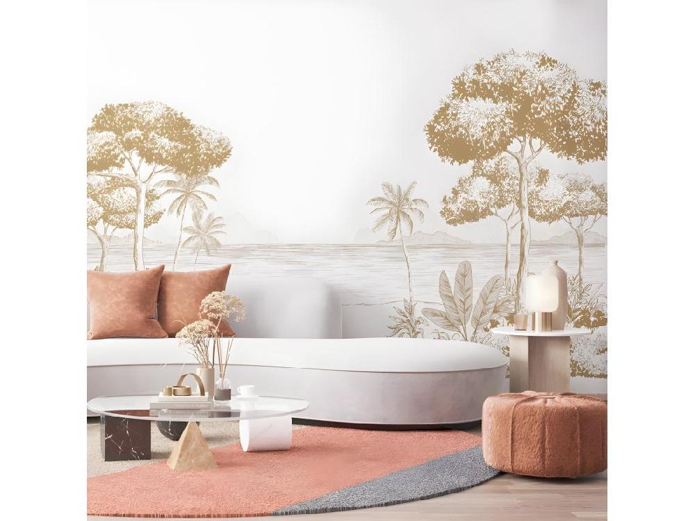 Vente Unique Papier Peint Panoramique L432xH270cm - La Plage Pecan - Papier Intissé 150gr/m2