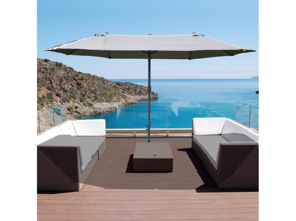 vente unique Parasol de jardin XXL parasol grande taille 4 6L x 2 7l x 2 4H m ouverture fermeture manivelle acier polyester haute densité gris