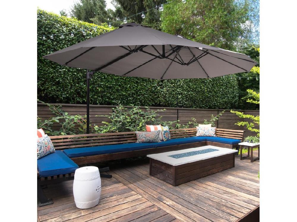 Vente Unique Parasol Déporté Grande Taille XXL Inclinable Dim. 4 4L X 2 7l X 2 5H M Piètement En Acier Inclus Polyester Gris