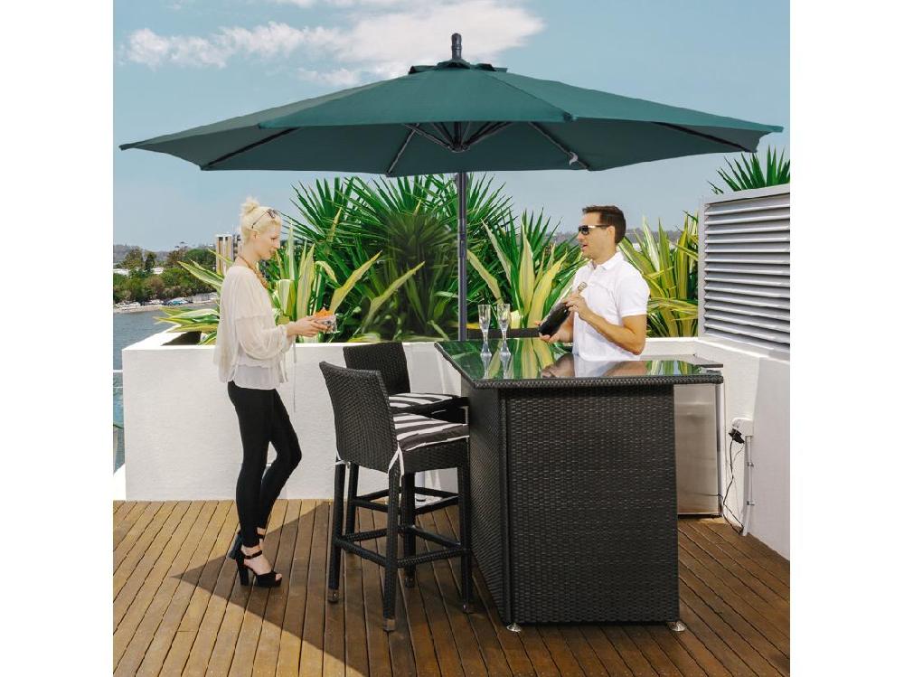 vente unique Parasol déporté octogonal inclinable manivelle pied acier Ø 3 x 2 5H m vert