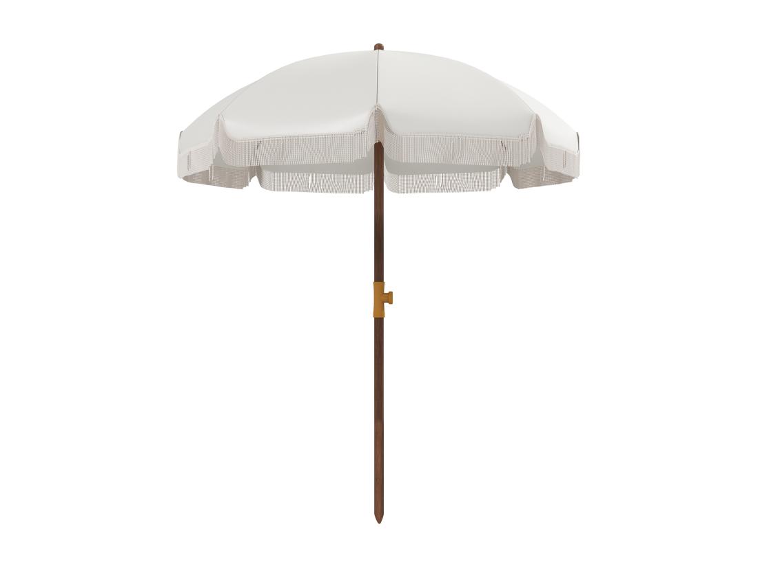 Vente Unique Parasol Droit De Plage Jardin Style Bohème à Franges UV40+ Crème
