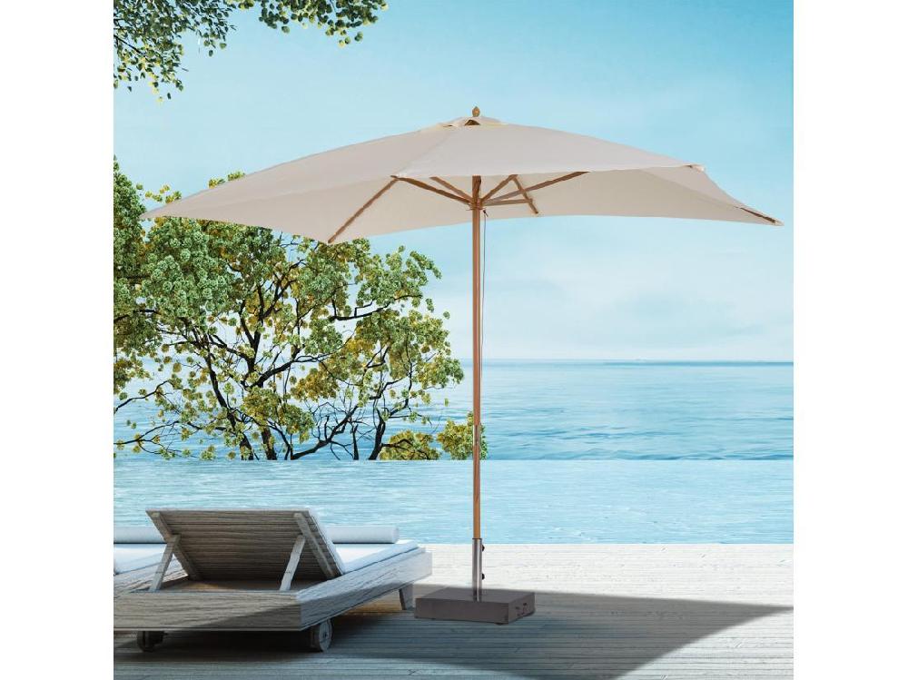 Vente Unique Parasol Droit Rectangulaire Bois Polyester Haute Densité 2 95L X 2l X 2 55H M Crème