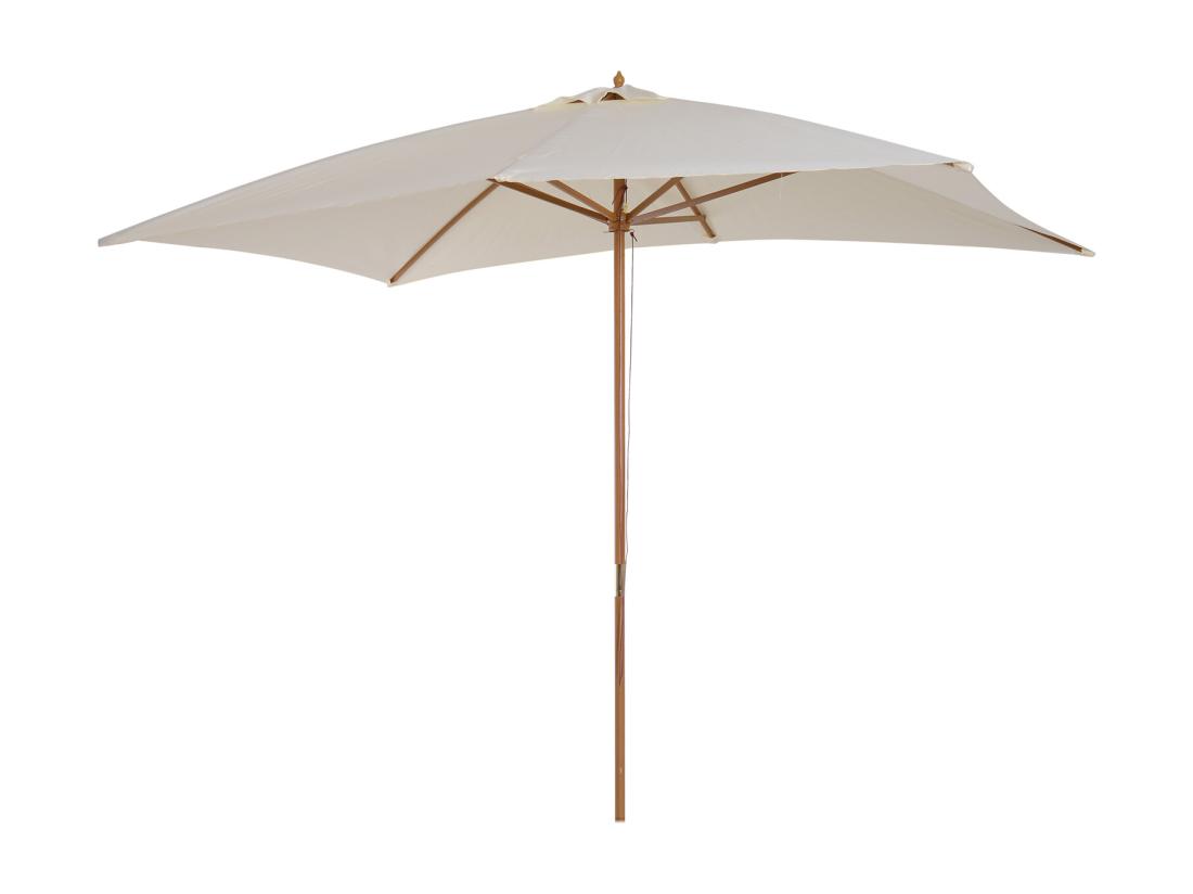Vente Unique Parasol Droit Rectangulaire Bois Polyester Haute Densité 2 95L X 2l X 2 55H M Crème