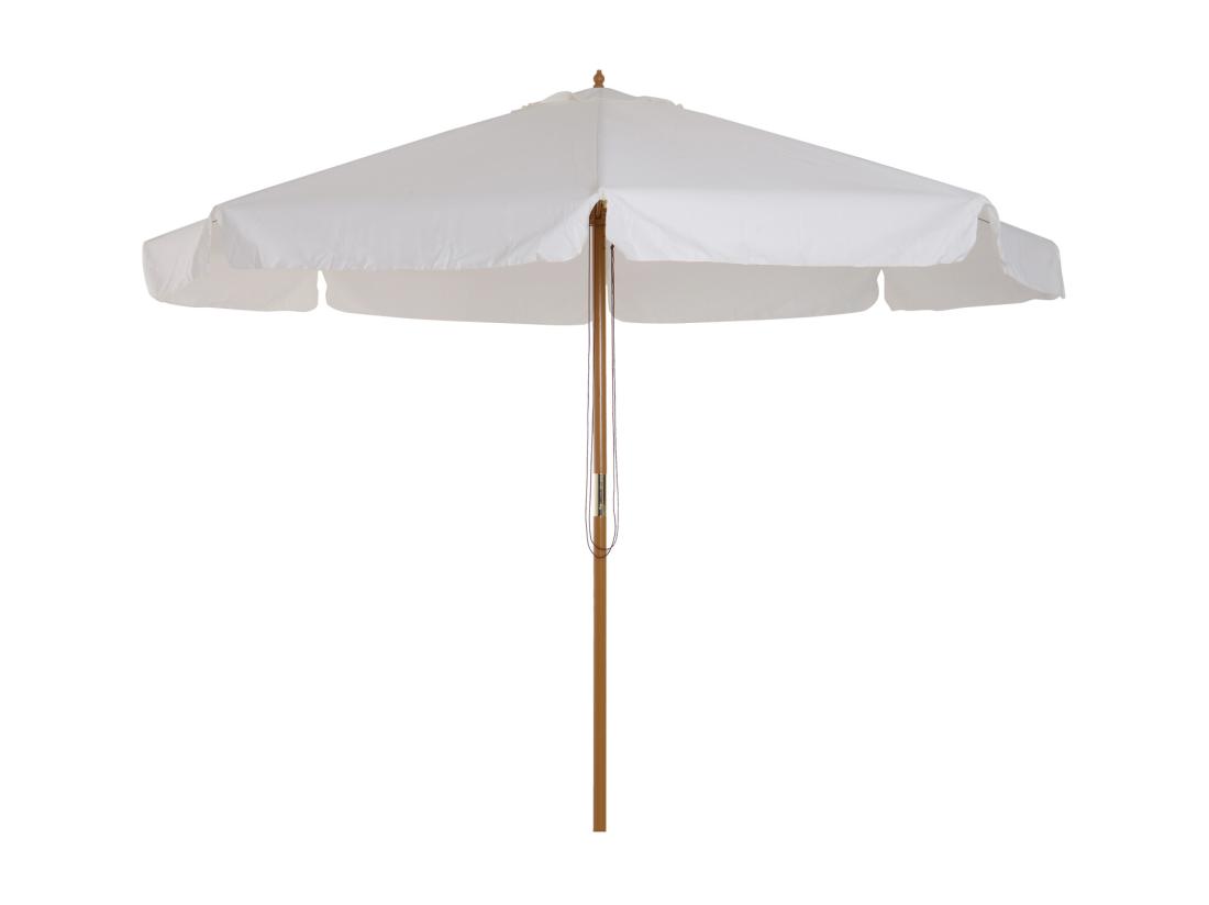 Vente Unique Parasol Droit Rond Grande Taille De Jardin Ø 3 25 X 2 5H M Bois De Bambou Polyester Crème