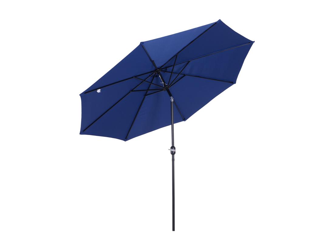 vente unique Parasol en métal rond polyester 180g/m² manivelle inclinable Ø 3 x 2 45 m bleu
