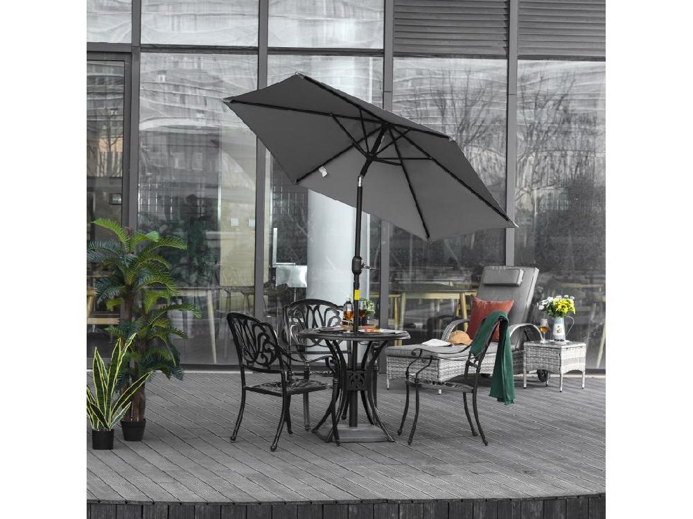 Vente Unique Parasol Hexagonal Inclinable Dim. Ø 2 3 X 2 16H M Métal Polyester Haute Densité Gris