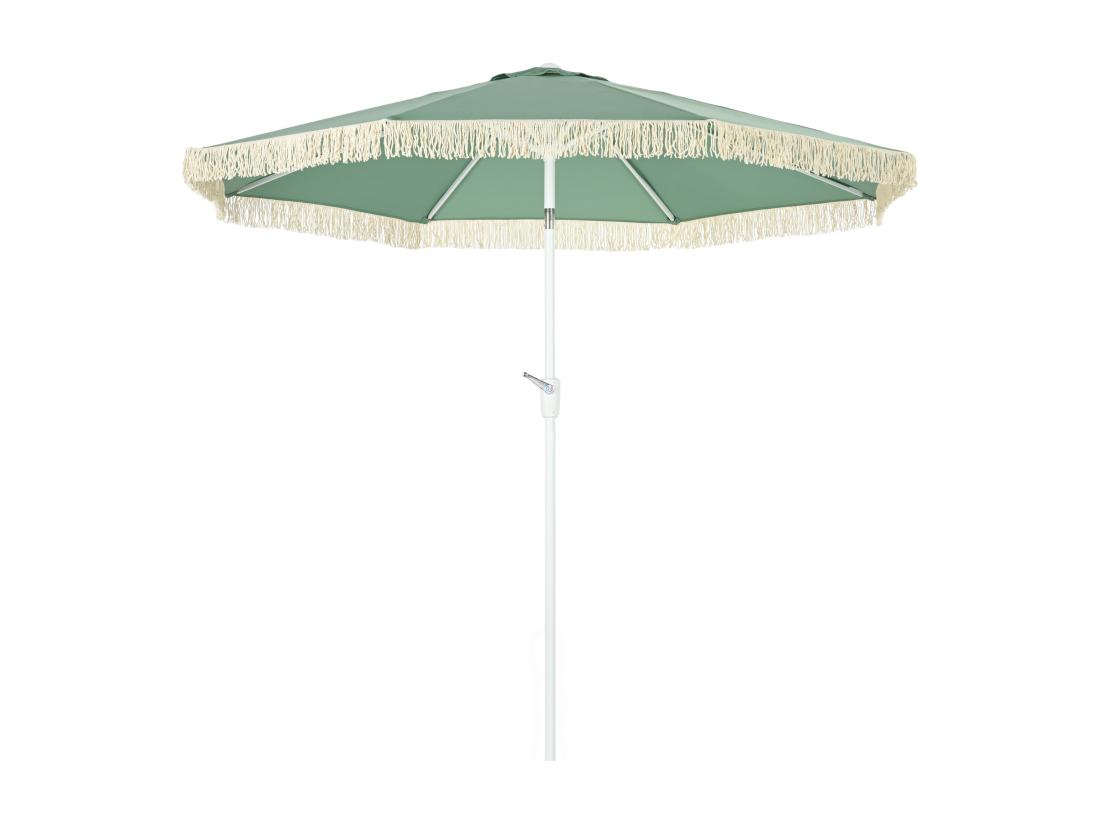 Vente Unique Parasol Inclinable De Jardin Style Bohème à Franges Polyester Haute Densité Vert