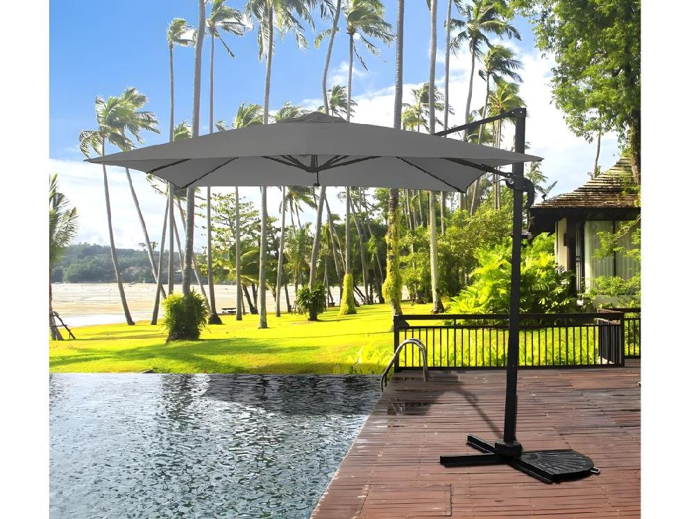 vente unique Parasol jardin déporté - 2.5 x 2.5 m - Gris