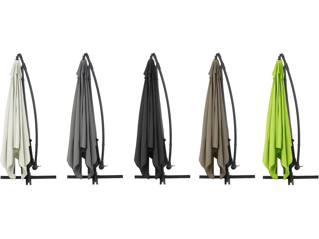 vente unique Parasol jardin déporté Alu "Ilios 3" - Carré - 3 x 3 m - Ecru - Dalles incluses