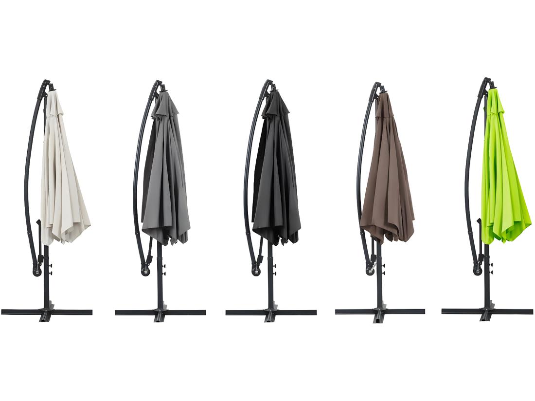 Vente Unique Parasol Jardin Déporté Alu "Ilios" - Rond - Ø 3 M - Ecru - Dalles Incluses
