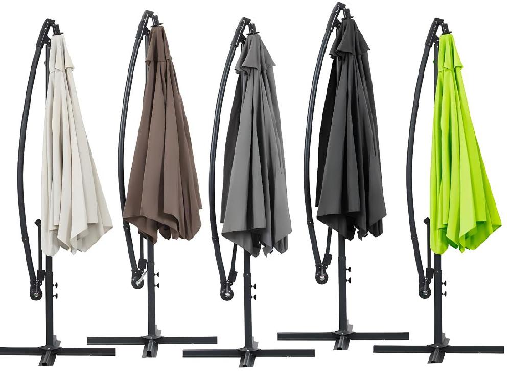 Vente Unique Parasol Jardin Déporté Alu "Ilios" - Rond - Ø 3 M - Gris