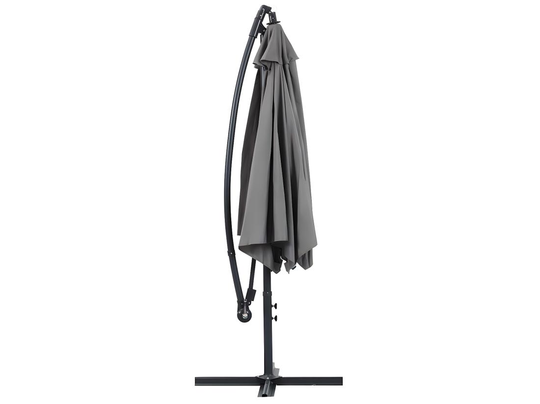 Vente Unique Parasol Jardin Déporté Alu "Ilios" - Rond - Ø 3 M - Gris