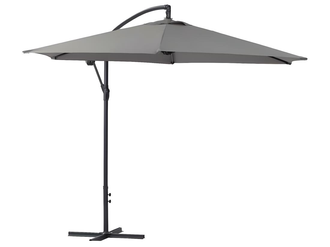 vente unique Parasol jardin déporté Alu "Ilios" - Rond - Ø 3 m - Gris
