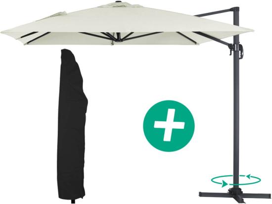 Vente Unique Parasol Jardin Déporté Alu "Sun 4" - Rectangle - 3 X 4 M + Housse De Protection - Ecru