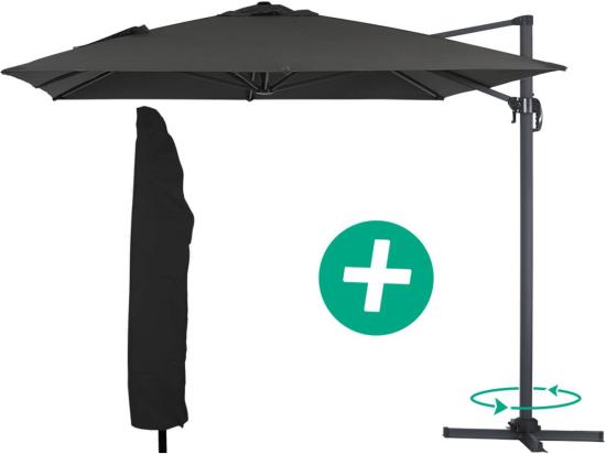 vente unique Parasol jardin déporté Alu "Sun 4" - Rectangle - 3 x 4 m + Housse de protection - Noir