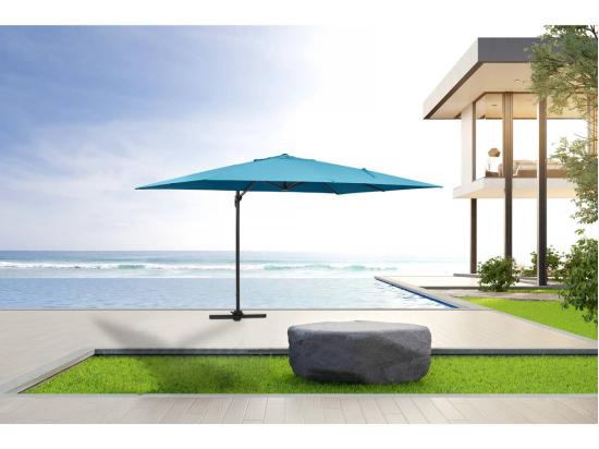 vente unique Parasol jardin déporté Alu "Sun 4" - Rectangle - 3 x 4 m - Bleu + Housse de protection