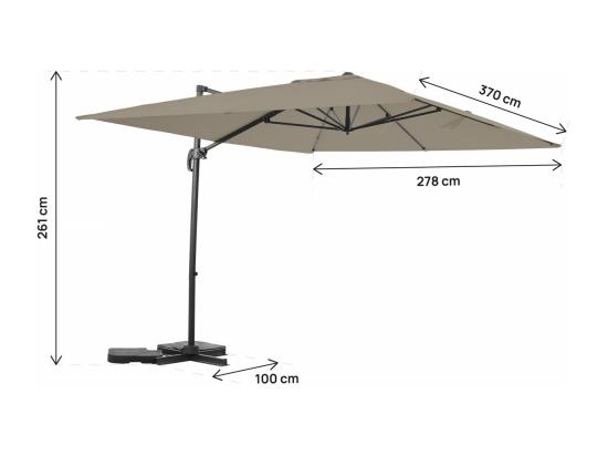 Vente Unique Parasol Jardin Déporté En Aluminium "Sky 4" - 3 X 4 M - Taupe - Dalles à Lester Incluses