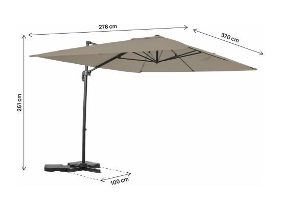 Vente Unique Parasol Jardin Déporté En Aluminium "Sky 4" - 3 X 4 M - Taupe