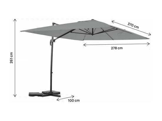 Vente Unique Parasol Jardin Déporté En Aluminium "Sky 4" - 3 X 4 M - Gris - Avec Housse
