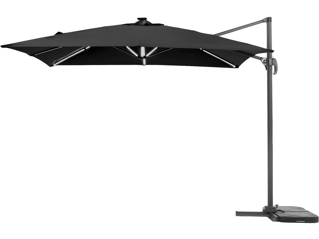 Vente Unique Parasol Jardin Déporté LED Alu "Sun 4 Luxe" - Rectangle - 3 X 4 M - Dalles à Lester Incluses