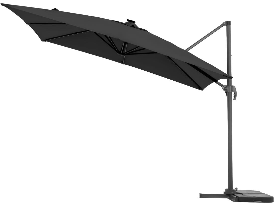 Vente Unique Parasol Jardin Déporté LED Alu "Sun 4 Luxe" - Rectangle - 3 X 4 M - Dalles à Lester Incluses