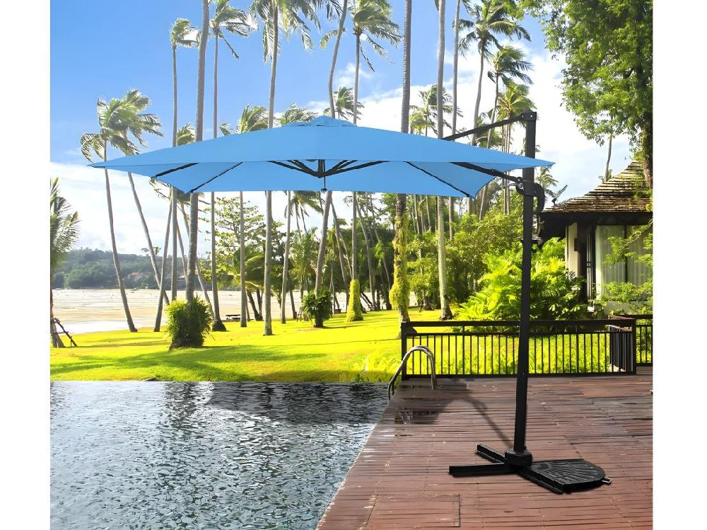 Vente Unique Parasol Jardin Déporté "Soleil" - 2.5 X 2.5 M - Bleu