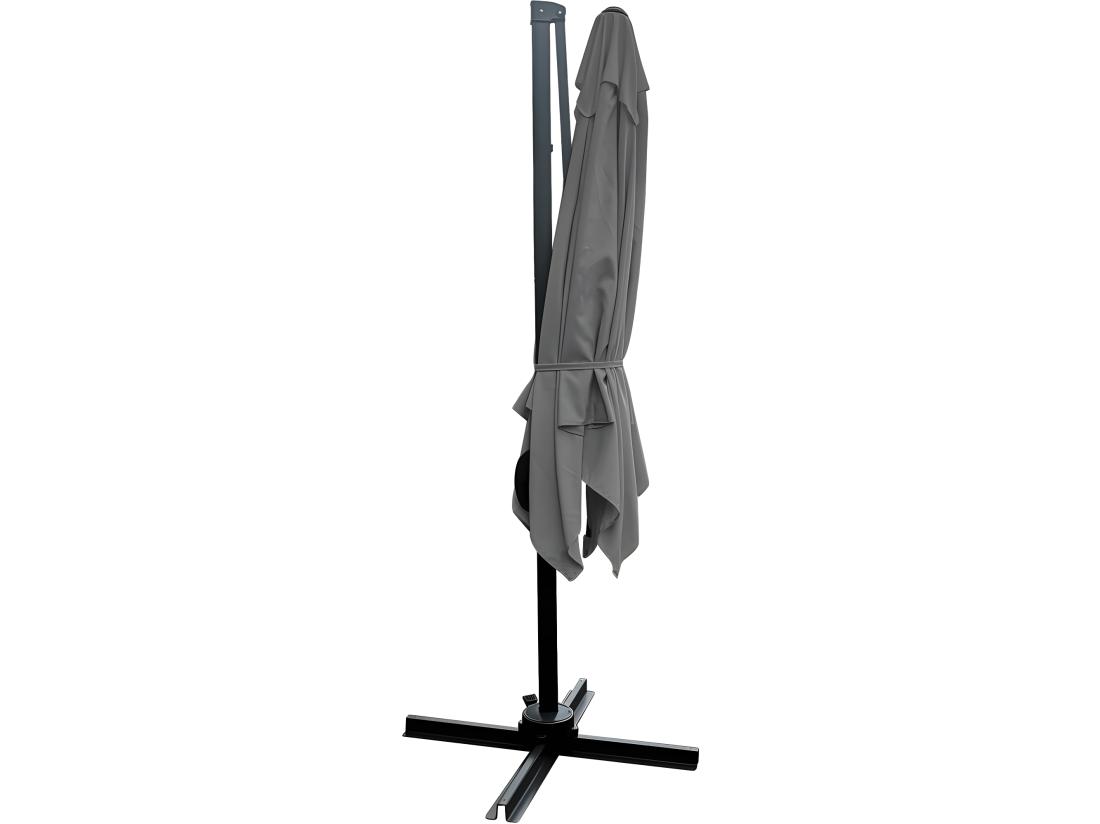 Vente Unique Parasol Jardin Déporté "Soleil" - Carré - 2.5 X 2.5 M - Gris + Dalles à Lester Incluses