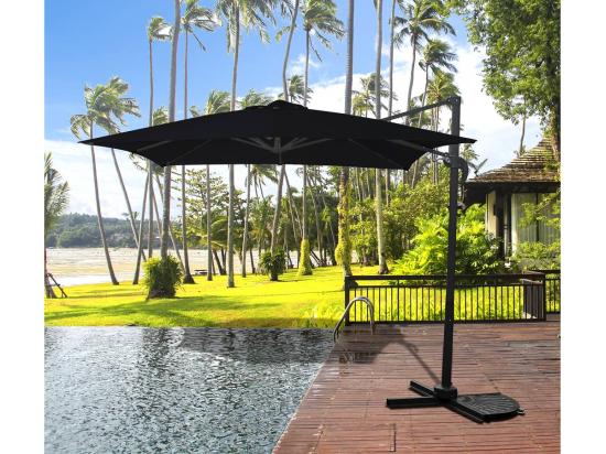 vente unique Parasol jardin déporté "Soleil" - Carré - 2.5 x 2.5 m - Noir + Housse de protection