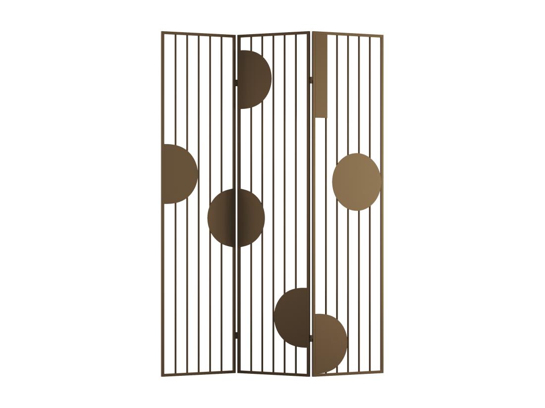 Vente Unique Paravent Ajouré Design En Métal 3 Pans - L. 123 X H. 180 Cm - Doré - KANDY