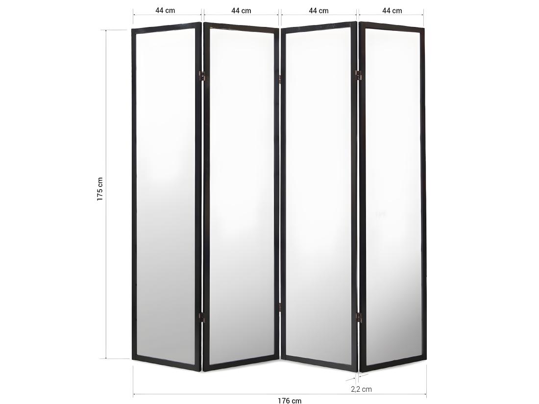 Vente Unique Paravent Japonais Fleur De Cerisier En Bois Noir De 4 Pans L176 X H175 X P2 Cm