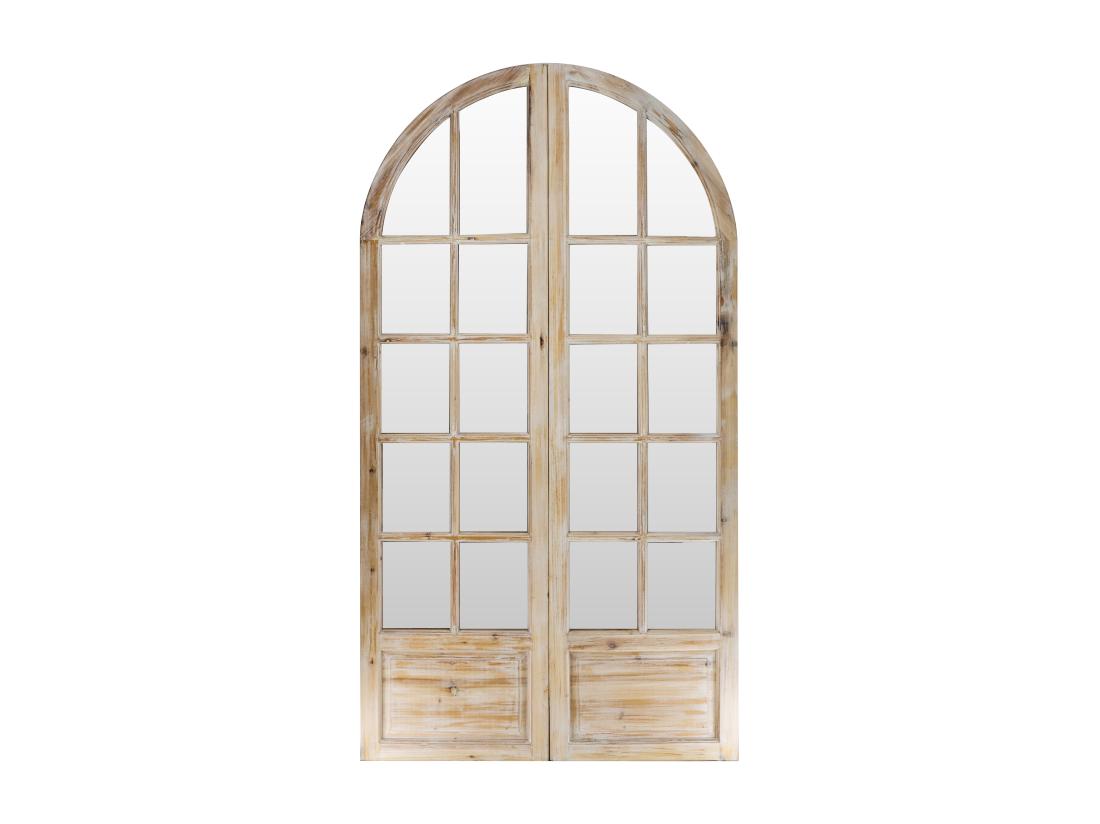 Vente Unique Paravent Miroir En Bois De Pin Effet Patiné - 2 Pans - L. 96 X H. 180 Cm - Naturel - KEDIRI