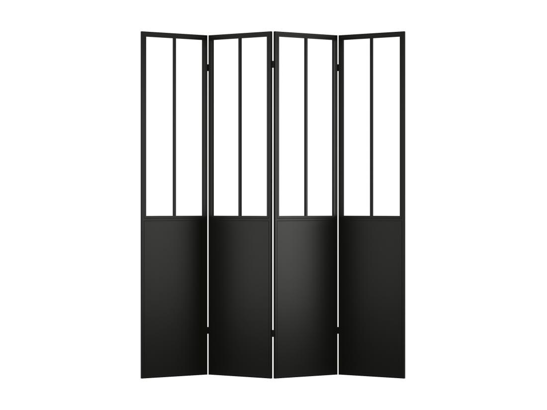 Vente Unique Paravent Style Atelier Industriel En Métal 4 Pans - L. 160 X H. 178 Cm - Noir - KALEVI