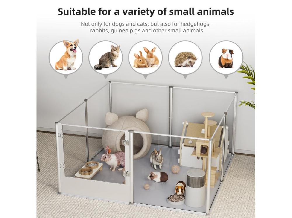 Vente Unique Parc Grand Chien Intérieur Enclos Chien Acrylique Grande Taille En Métal Caisse De Mise Bas Pour Chiens Chat Lapin 120x120x61cm