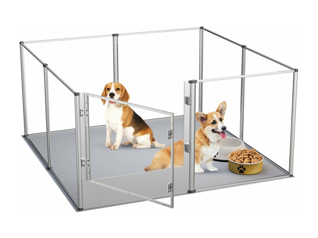 vente unique Parc grand chien intérieur enclos chien acrylique grande taille en métal caisse de mise bas pour chiens chat lapin 120x120x61cm