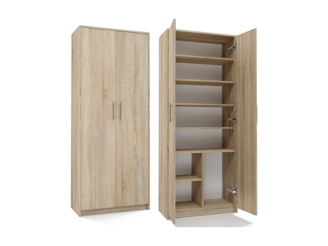 vente unique PARLA - Armoire moderne 6 étagères - 180x74x35cm - Meuble de rangement - Armoire bureau - Sonoma